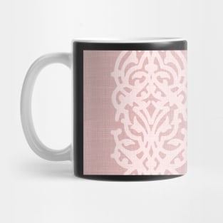 Pink linen whit white damask Mug